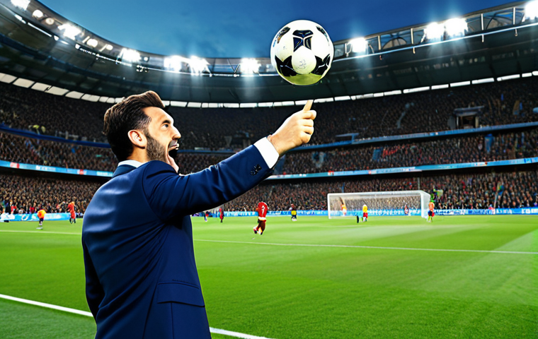 **
A lively soccer stadium filled with cheering fans, a soccer ball in mid-air, and a dynamic Italian sports commentator enthusiastically calling the game into a microphone, fully clothed, appropriate attire, safe for work, perfect anatomy, natural proportions, professional photography, high quality, family-friendly.
**
