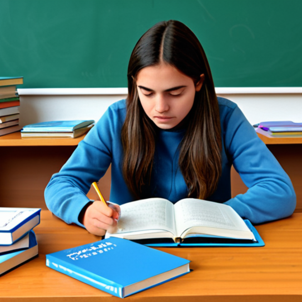 이탈리아어 학습 시 모국어 영향 - Avoiding False Cognates**
"A student sitting at a desk, surrounded by textbooks and flashcards. The...