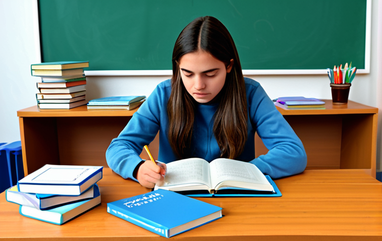 이탈리아어 학습 시 모국어 영향 - Avoiding False Cognates**

"A student sitting at a desk, surrounded by textbooks and flashcards. The...