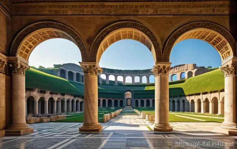 이탈리아어 건축 및 예술사 용어 - **Ancient Roman Grandeur and Engineering:**
    "A panoramic view of an idealized ancient Roman city...