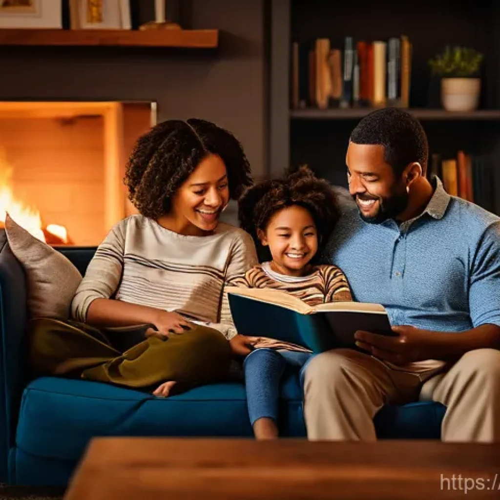 이탈리아어 관사 종류 및 용법 - **Cozy Family Story Time**: A heartwarming, photorealistic image of a multiracial family – a father,...