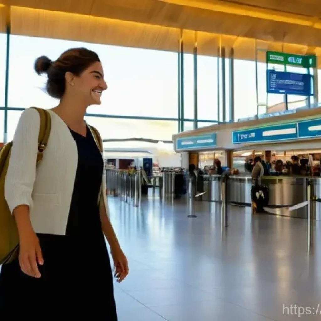 이탈리아어 공항 및 여행 회화 - **Italian Airport Welcome**
A solo female traveler, in her late 20s, with a stylish yet comforta...